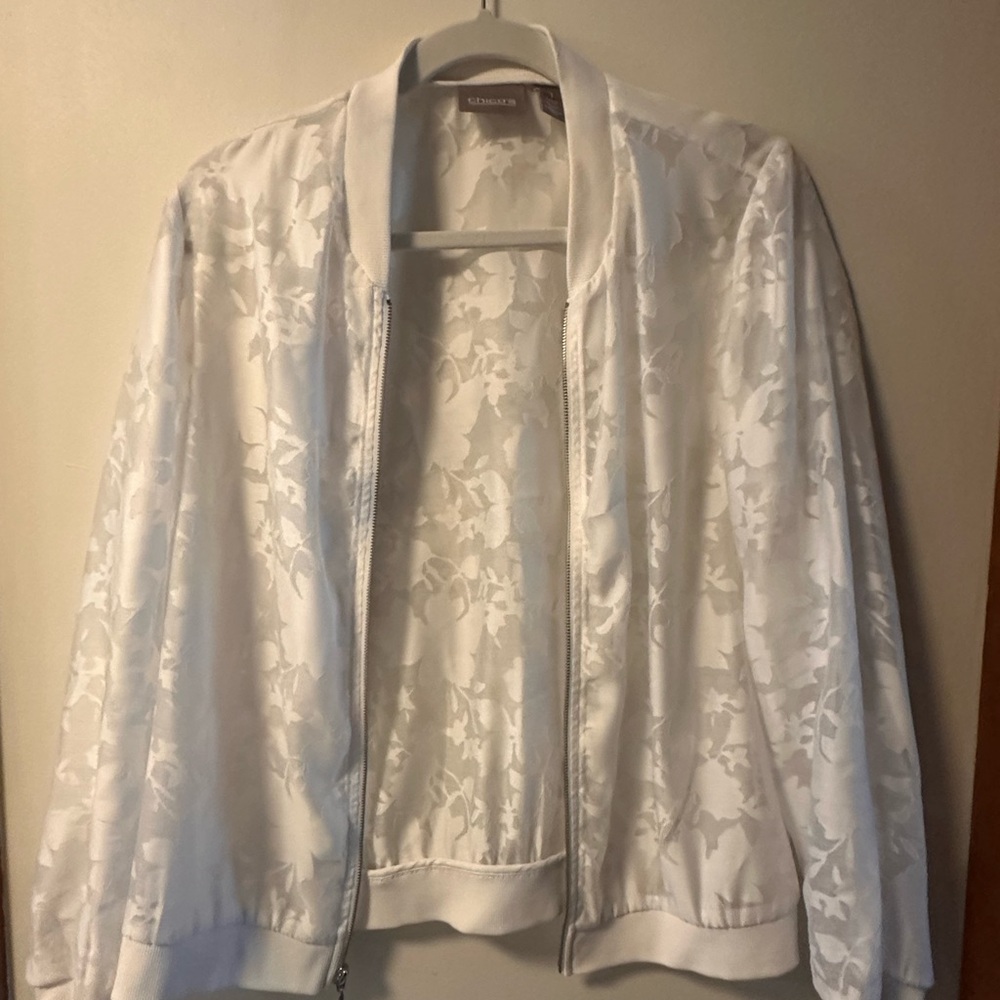 Chico’s Women's Shear White Bomber Jacket